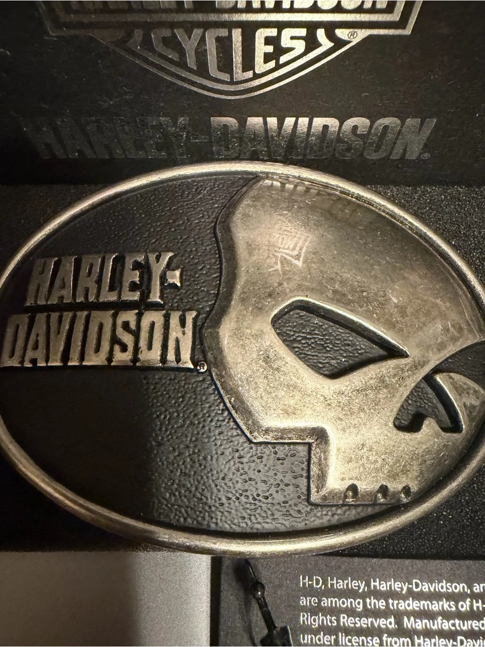 Harley-Davidson Antique Silver Skull Oval Belt Buckle
